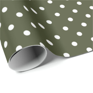 Olive Green   White Polka Dot Wrapping Paper Geschenkpapier