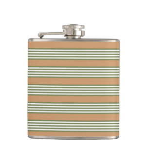 Olive-Green-White-Streifen-Muster mit Bräune Flachmann