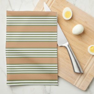 Olive-Green-White-Streifen-Muster mit Bräune Geschirrtuch