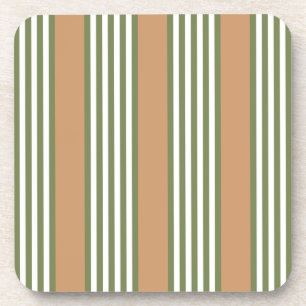 Olive-Green-White-Streifen-Muster mit Bräune Getränkeuntersetzer