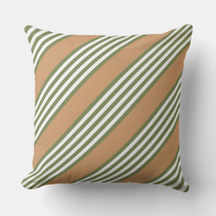 Olive-Green-White-Streifen-Muster mit Bräune Kissen