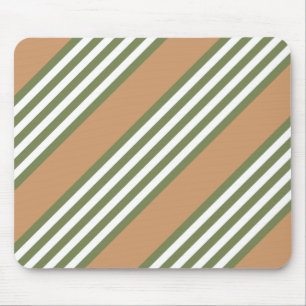 Olive-Green-White-Streifen-Muster mit Bräune Mousepad