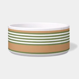 Olive-Green-White-Streifen-Muster mit Bräune Napf