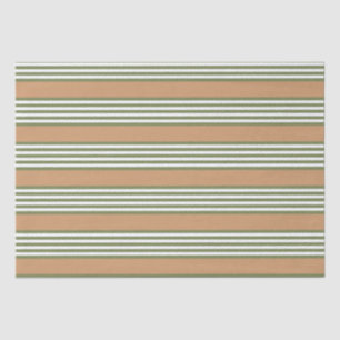 Olive-Green-White-Streifen-Muster mit Bräune Seidenpapier