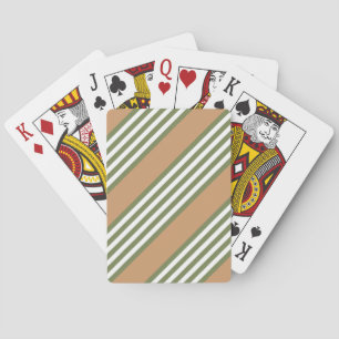 Olive-Green-White-Streifen-Muster mit Bräune Spielkarten