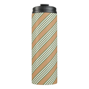 Olive-Green-White-Streifen-Muster mit Bräune Thermosbecher