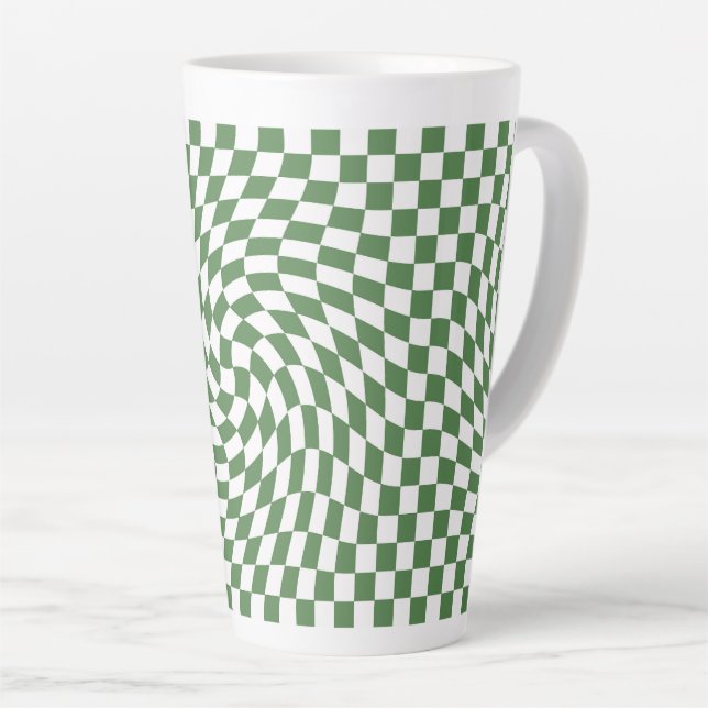 Olive Green & White Warted Checkered Pattern Milchtasse (Rechte Ecke)
