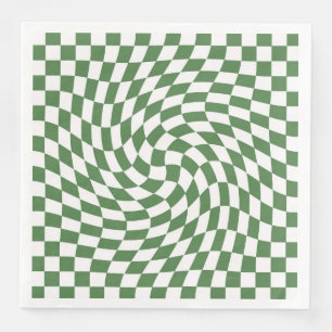 Olive Green & White Warted Checkered Pattern Serviette