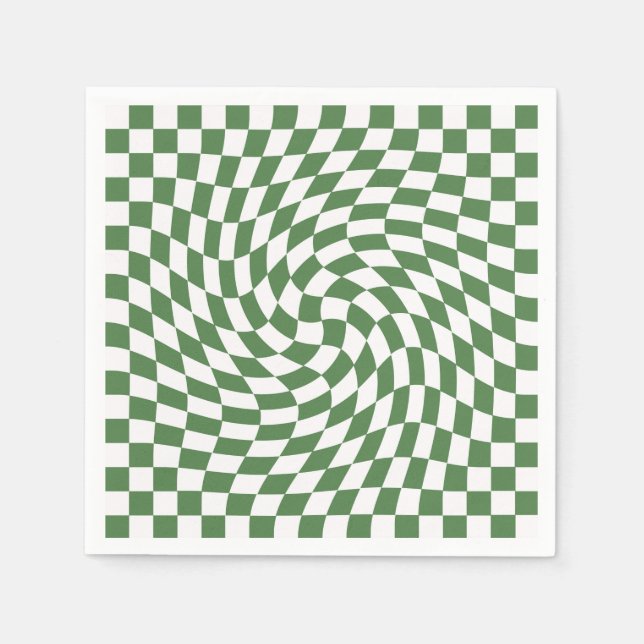 Olive Green & White Warted Checkered Pattern Serviette (Vorderseite)