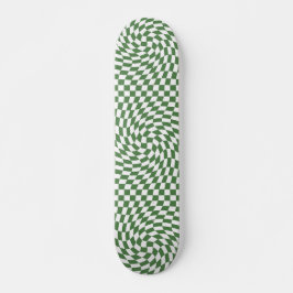Olive Green & White Warted Checkered Pattern Skateboard