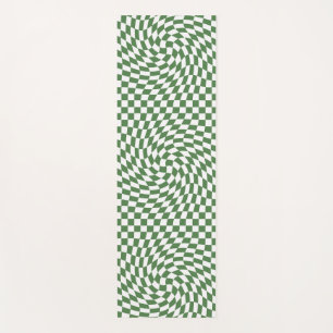 Olive Green & White Warted Checkered Pattern Yogamatte