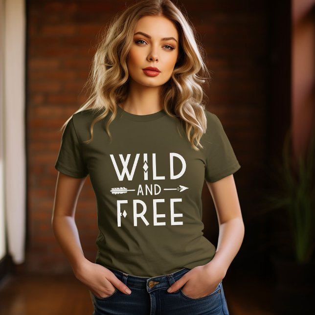 Olive Green Wild und Free T-Shirt (Von Creator hochgeladen)