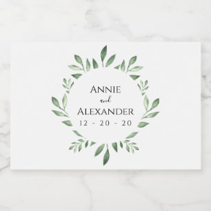 Olive Greenery Botanische Wasserfarbe Alkoholflaschenetikett