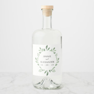 Olive Greenery Botanische Wasserfarbe Alkoholflaschenetikett