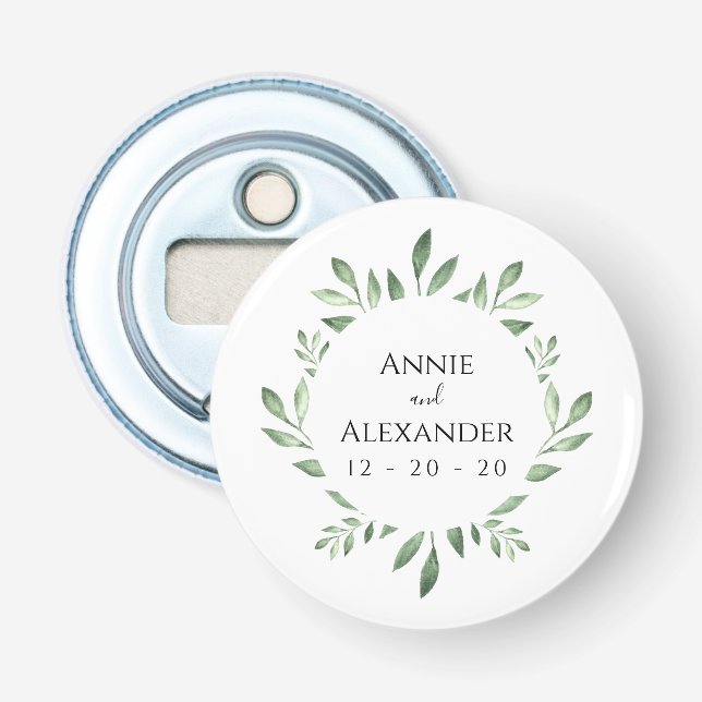 Olive Greenery Botanische Wasserfarbe Flaschenöffner (Vorderseite)