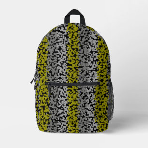 Olive-Grey-schwarz-pixelförmige Streifen Bedruckter Rucksack
