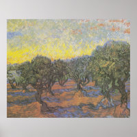 Olive Grove, Orange Sky von Vincent van Gogh