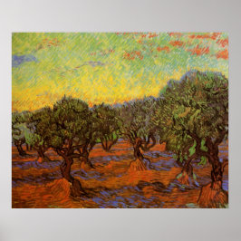 Olive Grove, Orange Sky von Vincent van Gogh Poster