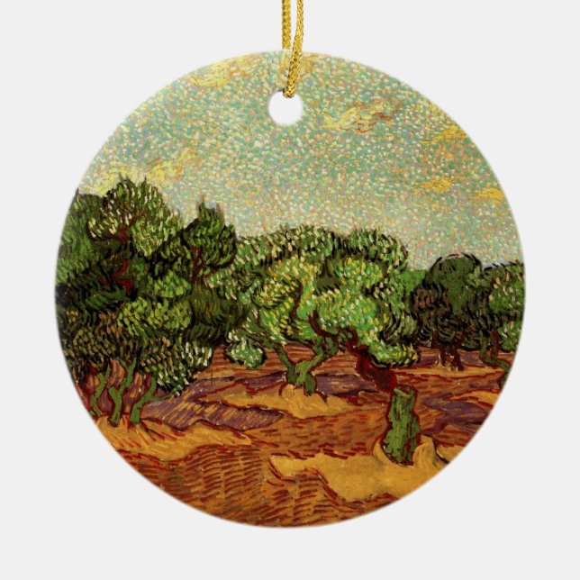 Olive Grove, Pale Blue Sky von Vincent van Gogh Keramik Ornament (Vorne)