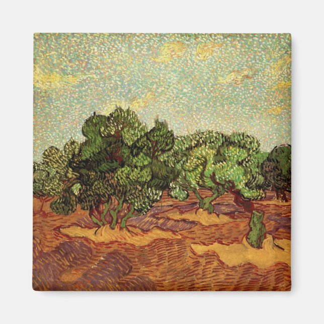 Olive Grove, Pale Blue Sky von Vincent van Gogh Magnet (Vorne)