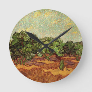 Olive Grove, Pale Blue Sky von Vincent van Gogh Runde Wanduhr