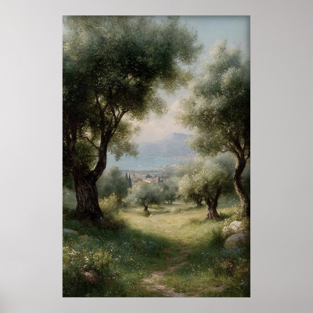 Olive Grove Print, Spring Landscape Digital, 19th Poster (Vorne)