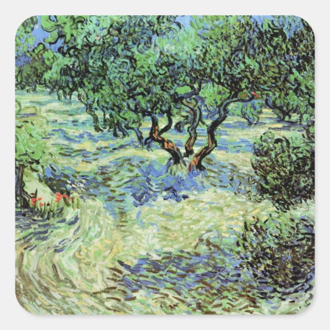Olive Grove von Vincent van Gogh Quadratischer Aufkleber (Vorderseite)