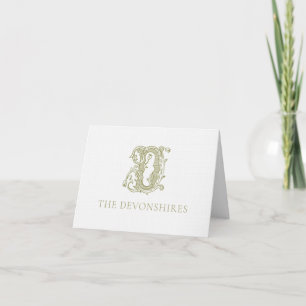 Olive-Grün "D" Monogramm Danksagungskarte Dankeskarte