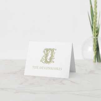Olive-Grün "D" Monogramm Danksagungskarte Dankeskarte
