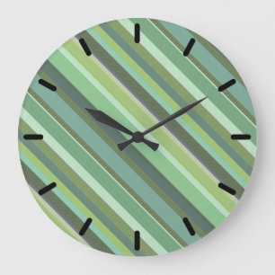 Olive-grüne Diagonalstreifen Große Wanduhr