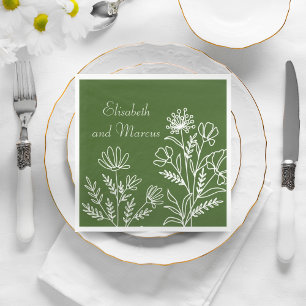 Olive-grüne Hochzeitspapiere Servietten