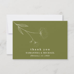 Olive-Grünes-Baumwoll-Blumen-Boho-beige-Dankeschön Einladung