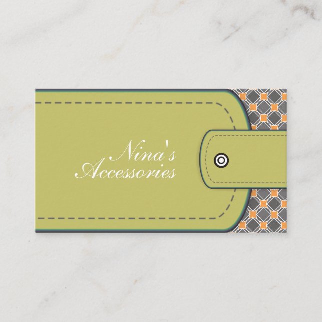 Olive-grünes Leder-Look und Muster moderne Koralle Visitenkarte (Vorderseite)