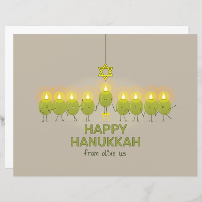 Olive Hanukkah Menorah (Vorne/Hinten)