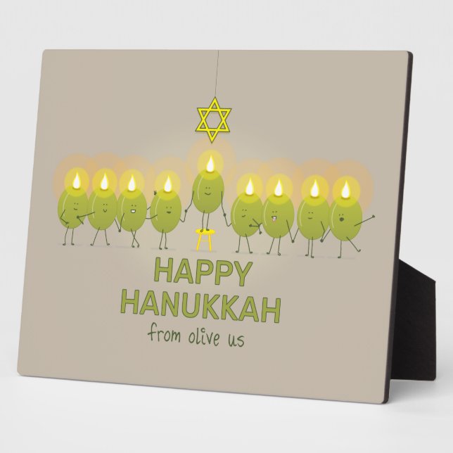 Olive Hanukkah Menorah Fotoplatte (Seite)