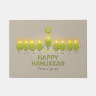 Olive Hanukkah Menorah Fußmatte
