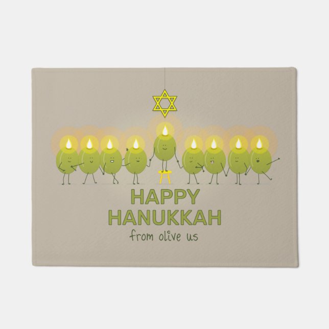 Olive Hanukkah Menorah Fußmatte (Vorderseite)