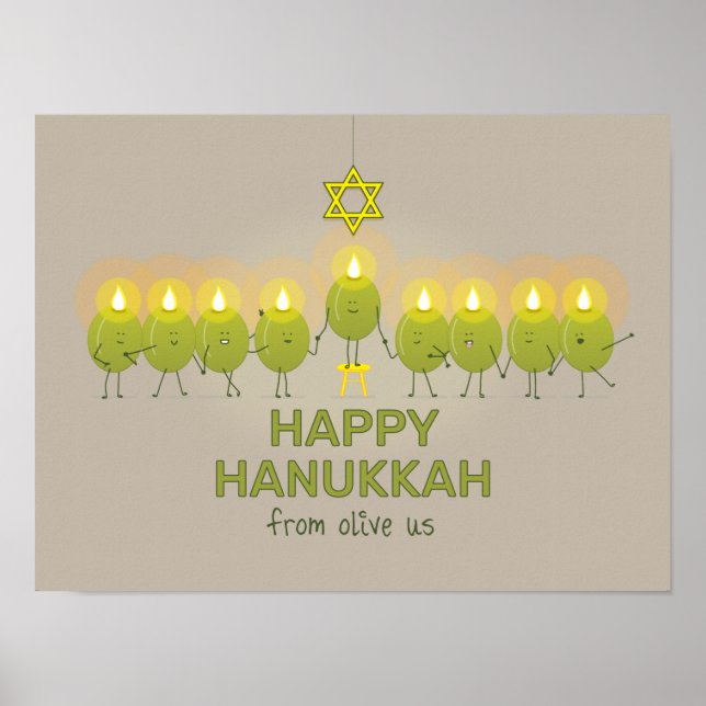 Olive Hanukkah Menorah Poster (Vorne)