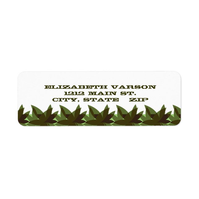 Olive Layered Blätter Rücksendeadressen-Aufkleber (Vorne)
