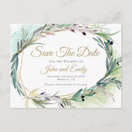 Olive Leaf Wasserfarbrahmen/Save the Date Postkarte