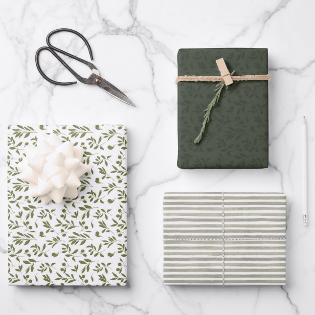 Olive 'Martini' Green  Geschenkpapier Set (Vorderseite)