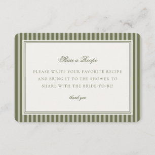 Olive Martini Grün Gestreift Rezeptkarte Einsatz Begleitkarte