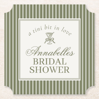 Olive Martini Old Money Striped Bridal Shower Untersetzer