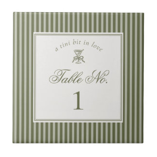 Olive Martini Old Money Wedding Table Number Fliese