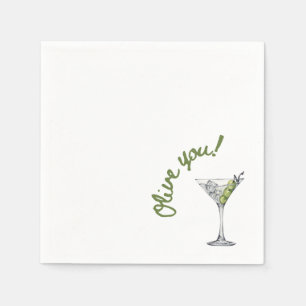 Olive Martini "Olive you!" Cocktail Napkins Serviette