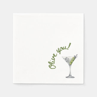 Olive Martini "Olive you!" Cocktail Napkins Serviette