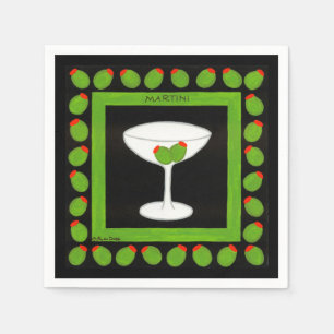 Olive Martini Retro Drink Green Black Custom Serviette