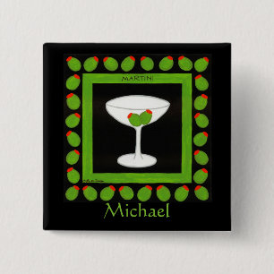 Olive Martini Retro Drink Name Abzeichen Custom Button