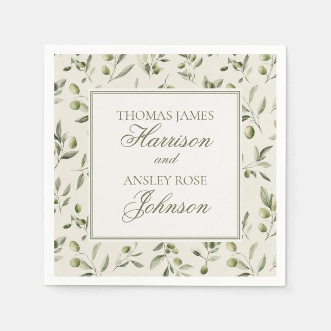 Olive Martini Tini Bit In Love Old Money Wedding Serviette (Vorderseite)