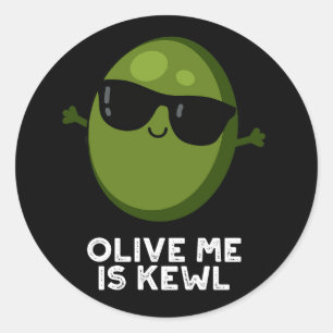 Olive Me is Kewl Cool Olive Puppe Dark BG Runder Aufkleber